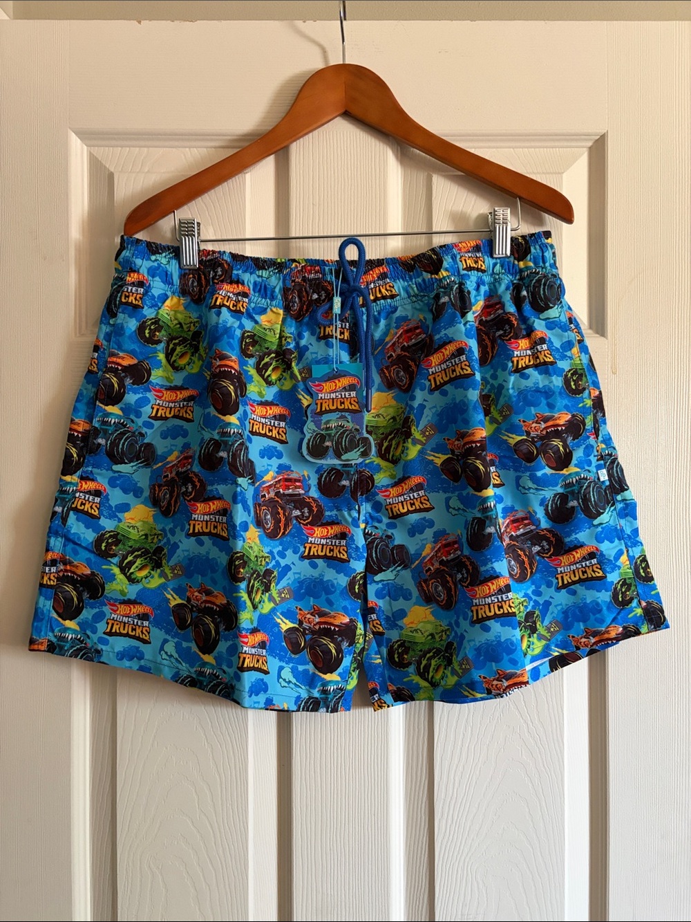 Posh Peanut Blue Monster Truck Swim Trunks